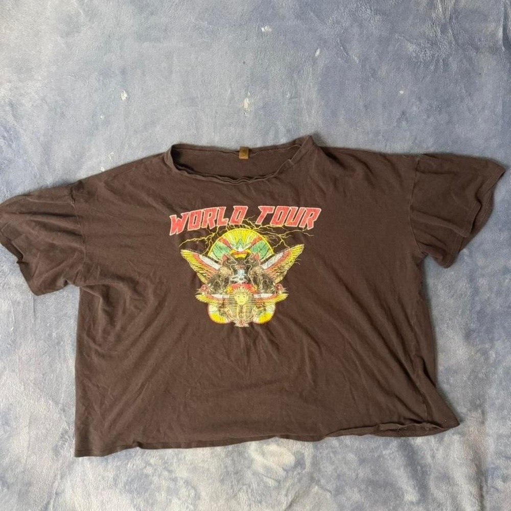 A Beautiful Soul World Tour Short Sleeve T-Shirt size L Brown cropped band tee